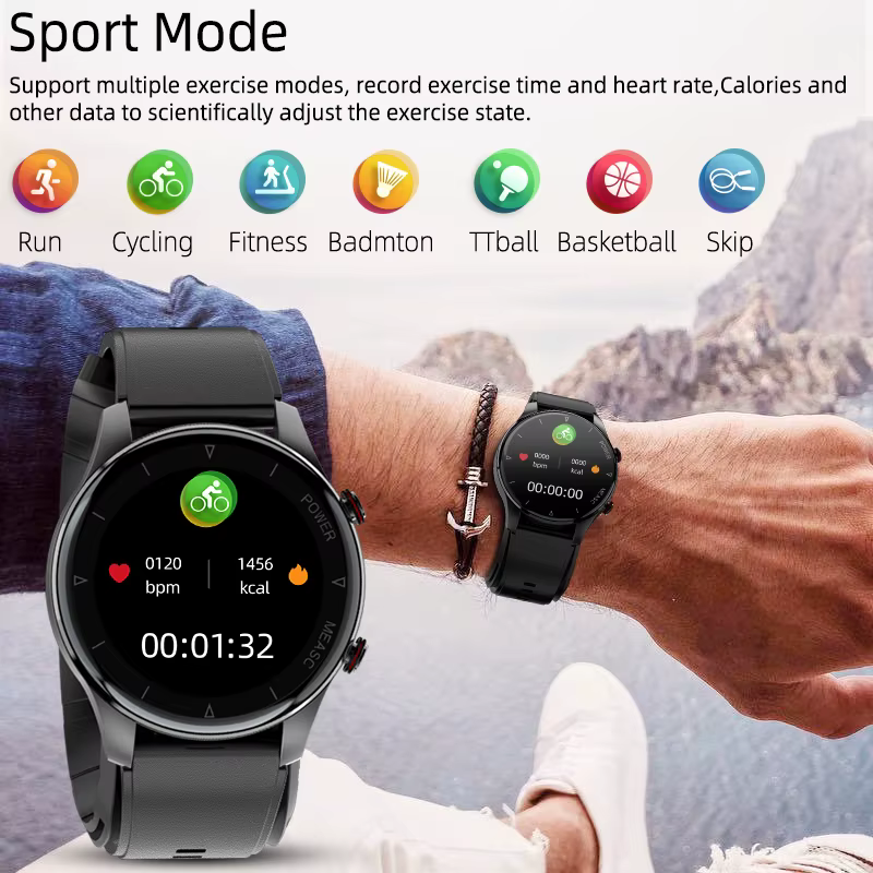 Newest Air pump type True Blood Pressure Monitoring sports men Smart Watch Fitness Tracker remote care Health BP spo2 Smartwatch