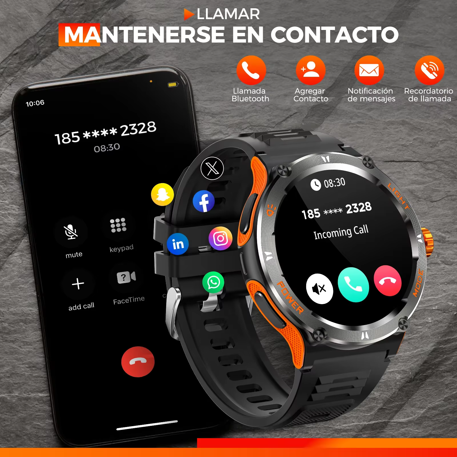 2025 Smart Watch 3ATM Waterproof 1.53" KT76 Men Sport with Compass and LED Flashlight Heart Rate Sleep Analysis Bluetooth Call