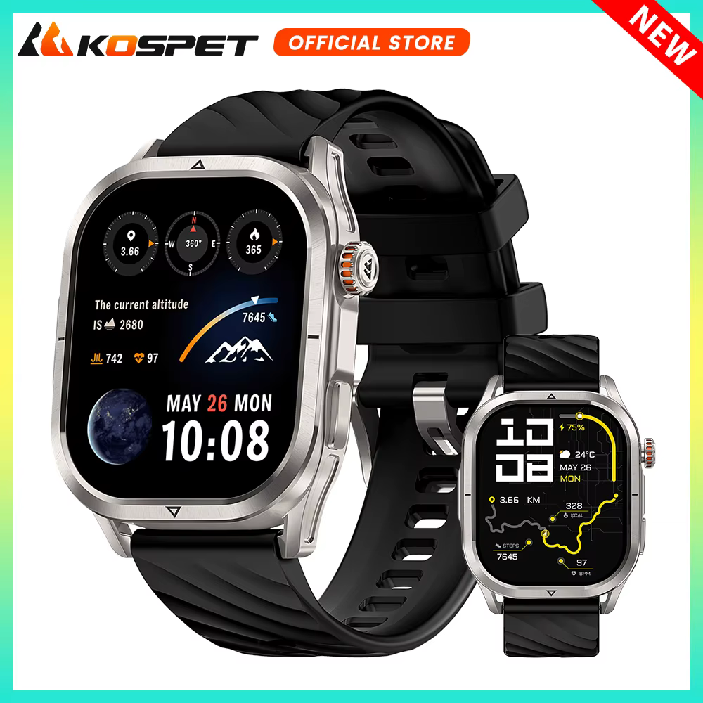 2025 KOSPET MAGIC P10 GPS Smartwatch dla mężczyzn Ekran AMOLED z podwójnym odciskiem palca GNSS IP69K 5ATM Wodoodporny 180+ tryb sportowy