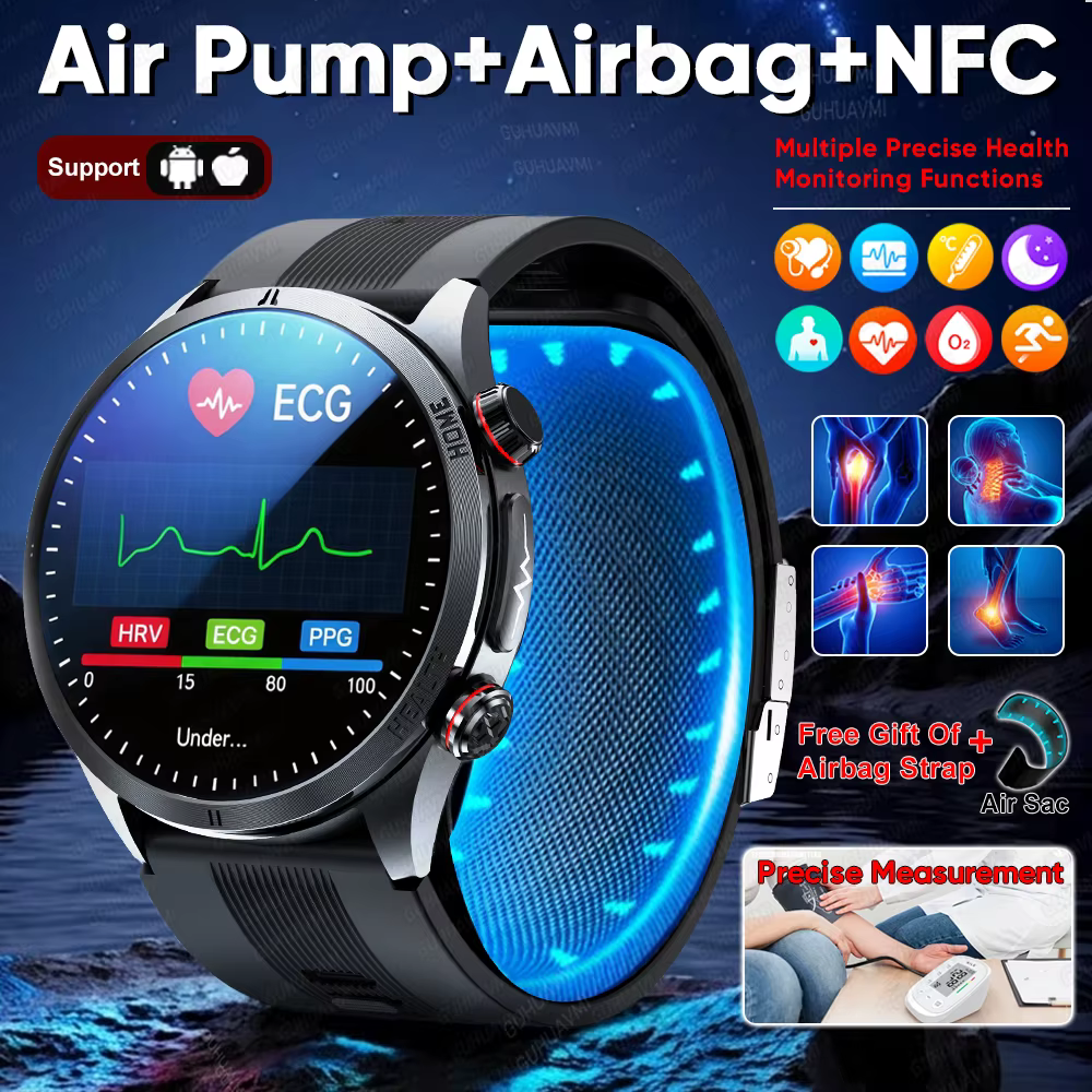 2026 Newly ECG Heart Health Analysis Smart Watch Air pump airbag Blood pressure Measure Voice Broadcast Men Women Smartwatch NFC