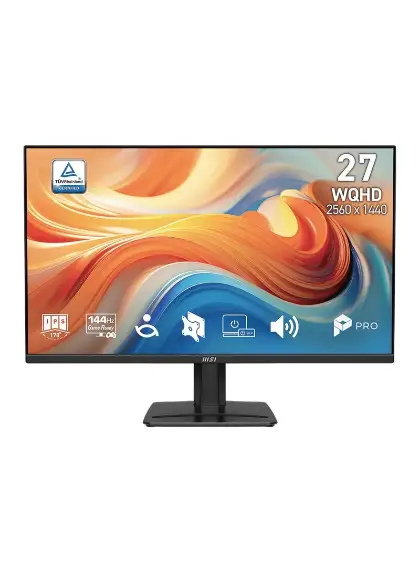 MSI PRO MP275Q E14 27″ WQHD IPS Monitor, 144Hz Refresh Rate, 1ms MPRT, FreeSync/Adaptive Sync, HDR Ready, 178° Wide View Angles, 10-bit 1.07B Colors, HDMI + DisplayPort, Built-in Speakers, Eye-Care Technology, Ergonomic Tilt & VESA Mount, Black | 9S6-3PF2CM-018