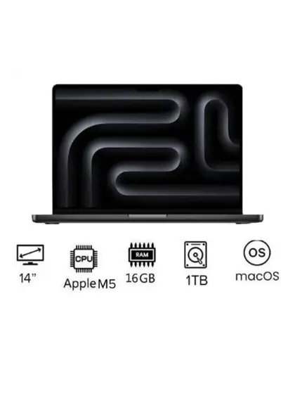 MacBook Pro MDE14 | 14 Inch Display | Apple M5 Chip | 10-Core CPU And 10-Core GPU | 16GB RAM | 1TB SSD | macOS | English Keyboard | International Version | English Space Black