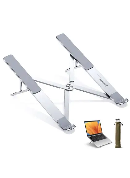 Laptop Stand Aluminum Alloy Adjustable Eye Level Ergonomic Height Laptop Riser Holder Compatible for MacBook Pro 2021 Air Chromebook and More Storage
