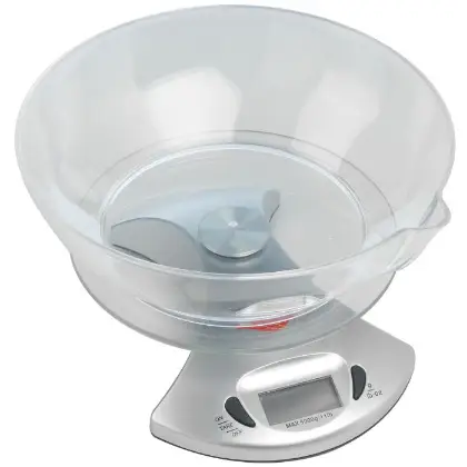 SILVER KITCHEN SCALE + BOWL, 5KG- RM/299