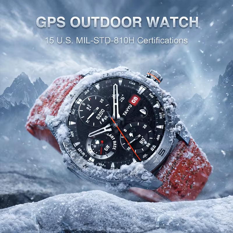 Nowy Ulepszony Smartwatch GPS do Sportów Outdoorowych dla Mężczyzn z Wodoodpornością 10ATM, Kompasem, Altimetrem, Ekranem AMOLED 1.75 cala i Funkcją Połączeń Bluetooth image 1