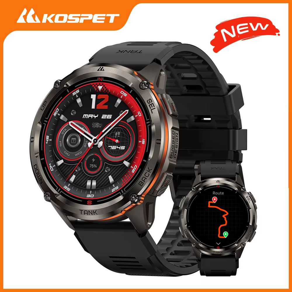 KOSPET TANK T3 Ultra 2 GPS Smartwatch dla mężczyzn, stal nierdzewna, wodoodporność 5ATM IP69K, monitorowanie zdrowia 24/7 dla Androida i iOS image 1