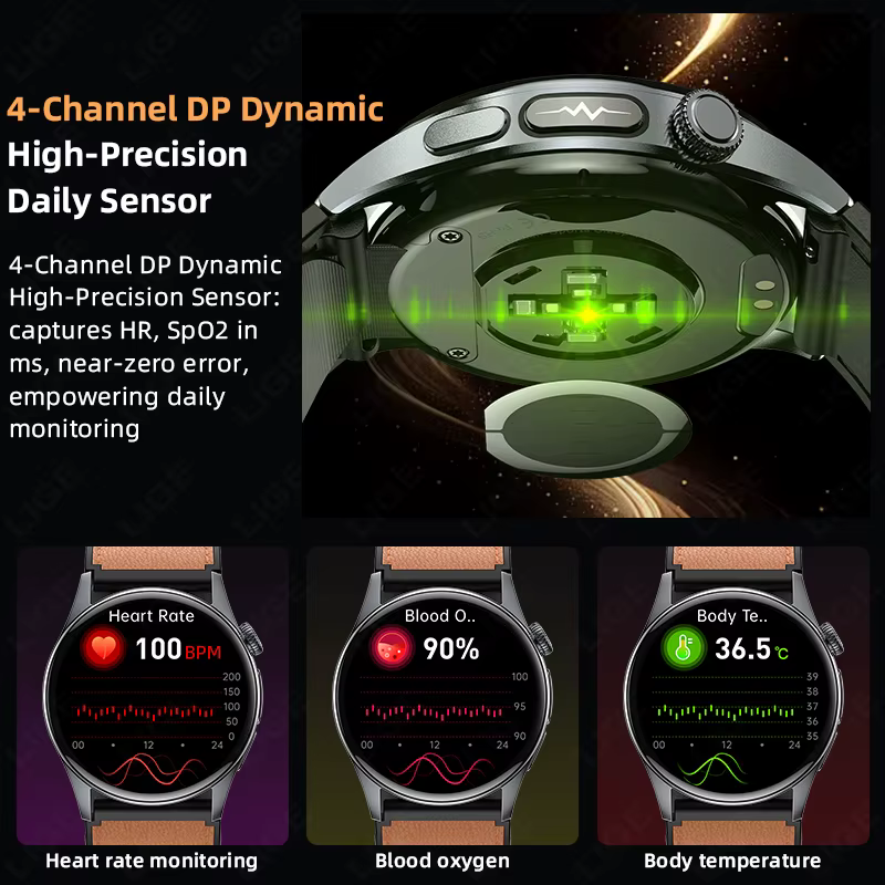 2026 New Smart Watch ECG NFC High Precision Air Pump Watch AMOLED Comprehensive Sleep Health Airbag Strap Smart Watch Men Female image 6
