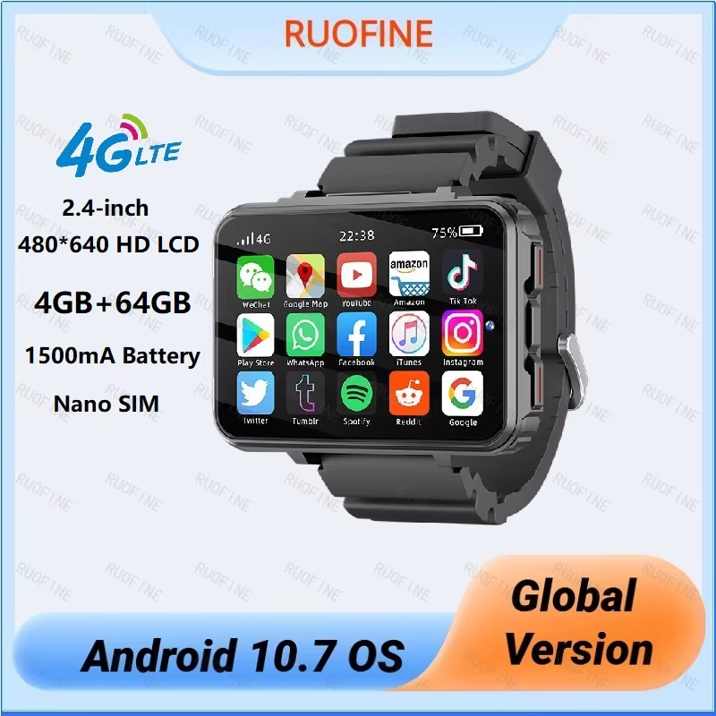4G LTE Android Smartwatch 2025 Connected Watch Man Sim Card Phone Mobile 2.4 Inch 1.4GHz Electronics Smart Watch New In Global image 1
