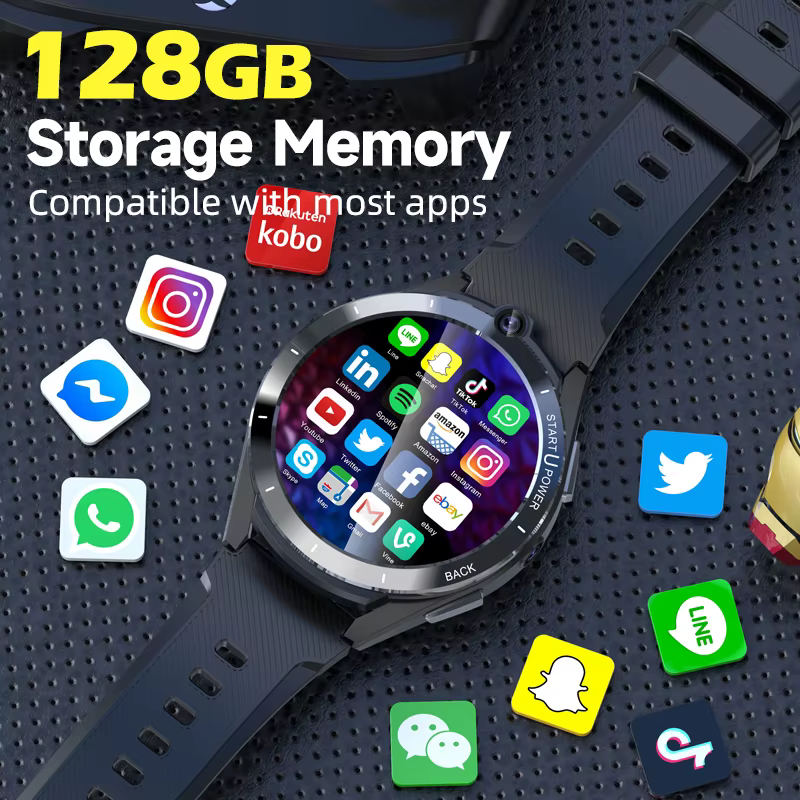 New 4G Full Netcom 6GB RAM 128GB Smart Watch Men women 8 cores Android 11 Dual Chip GPS WiFi 8MP Cameras Smartwatch sports image 5