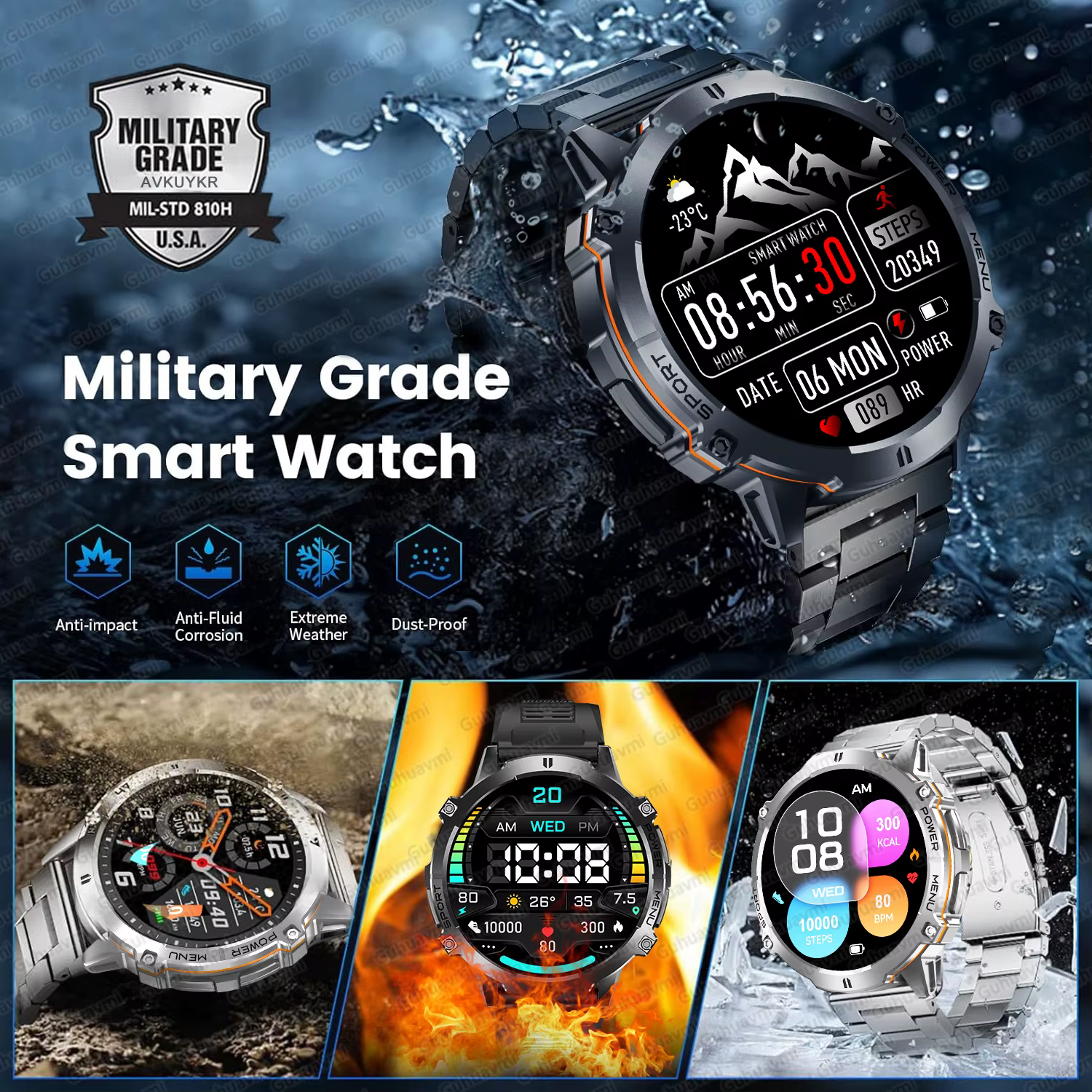 Nowy Męski Wojskowy Smartwatch GPS T-REX3 PRO Outdoor z Dużą Baterią 1000mAh, Wodoodpornością 10ATM, Połączeniami Bluetooth i Wyświetlaczem AMOLED HD image 6