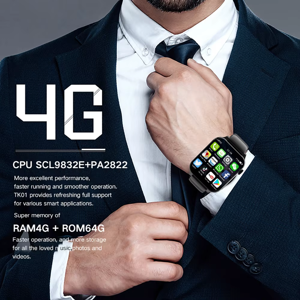 2023 RAM 4GB ROM 64GB 1.99 Inch 4G Call Smart Watch GPS Wifi Dual Camera SIM Heartrate Testing Waterproof Sports Men Smartwatch image 3
