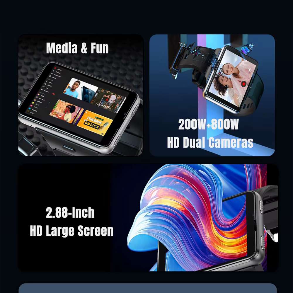 New 2.88" Men 4G Smart Watch Android 11 Smartwatch Health Clock 2MP/8MP Dual Camera 4GB RAM 64GB ROM 2300MAh GPS WIFI Compass image 2