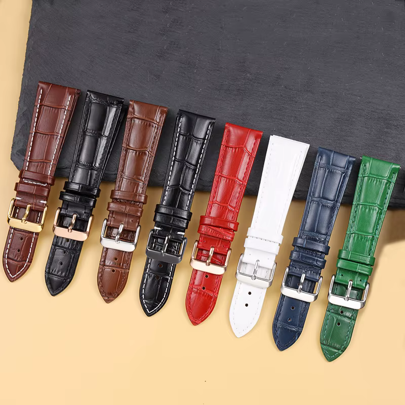 Calfskin Leather Watch Strap 18mm 20mm 22mm 24mm Watchband For Women Men Watch Accessories Solid Buckle Black Brown image 1