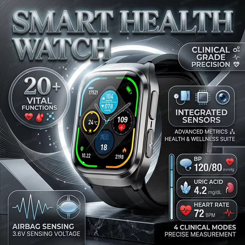 2026 Nowy Smartwatch z Diagnostyką AI, Pompką Powietrzną, Poduszką Powietrzną, EKG+PPG, Pomiarem Ciśnienia Krwi, Lipidów, Kwasu Moczowego, Monitor Zdrowia Kobiet, Smartwatch