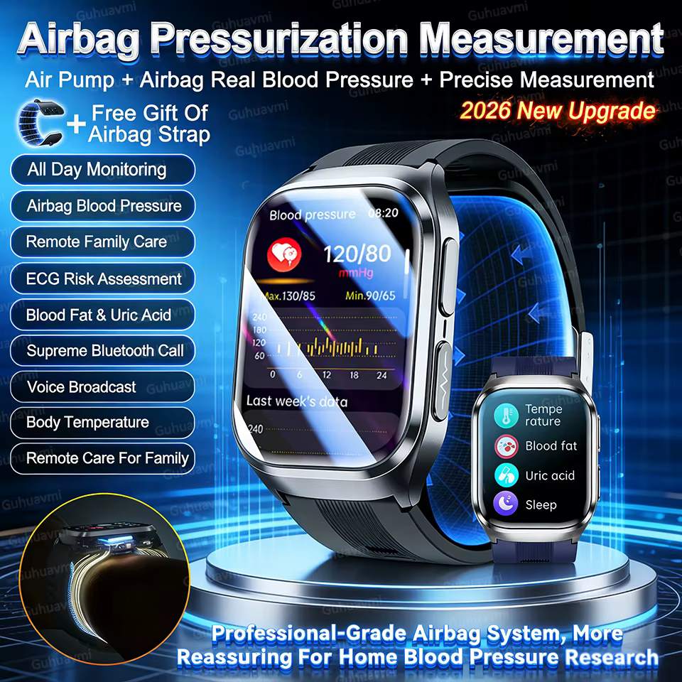 2026New Sapphire Glass Smart Watches For man Uric Acid Lipid ECG True Accurately Blood Pressure Air Pump Sport Health Smartwatch