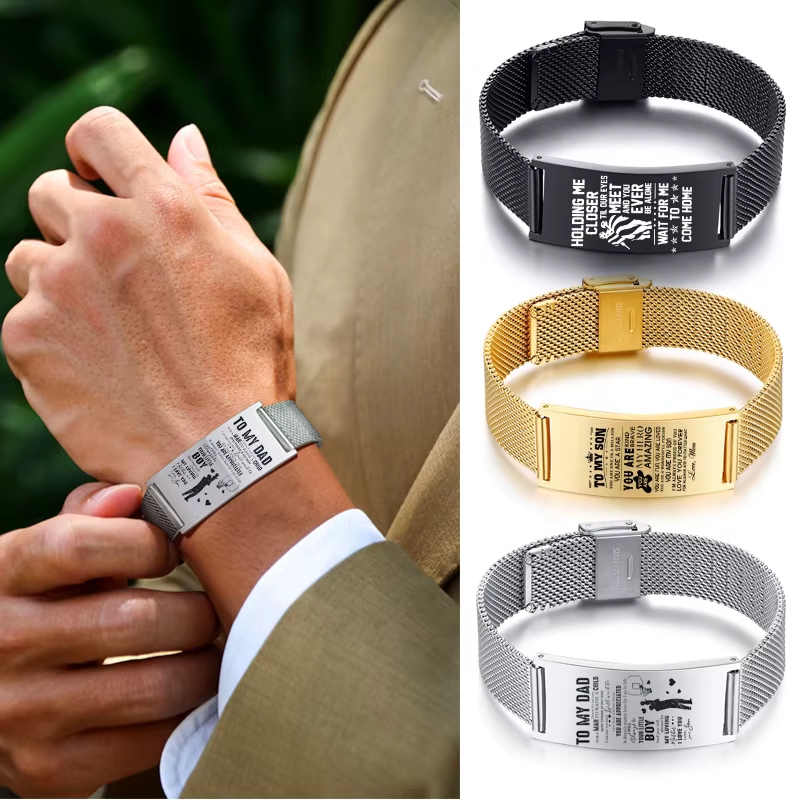 Men Bracelet Timeless Nature Of Mesh Watch Bands Bracelet Stainless Steel Classic Wristband Adjustable Personalized Custom