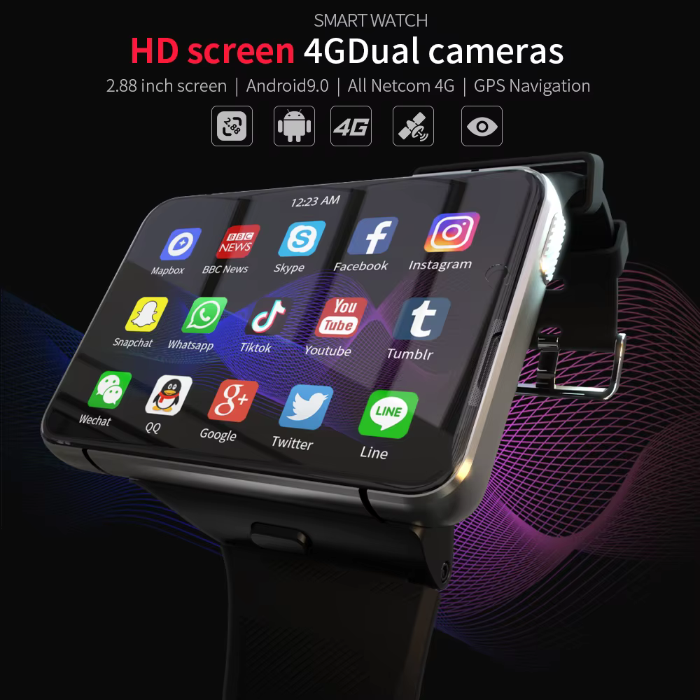 Men 4G Android Smart Watch 4GB RAM 64GB ROM 2300mAh Big Screen 2.88inch HD Dual Cameras SIM Card Wi-Fi GPS Sports Smart watch image 2