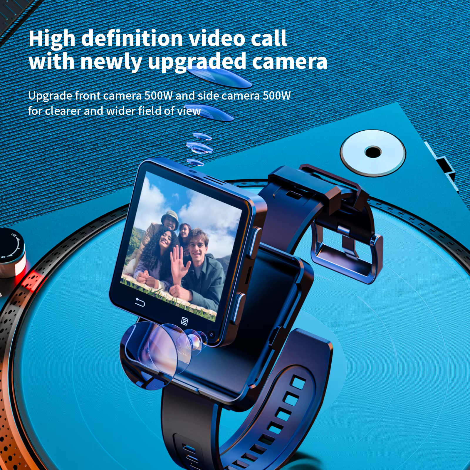 New MTK6761 5G Cellular Version Android 11.0 Smart Watch Men 2.64inch Larger Screen Smartwatch 500W HD Dual Camera 64GB Storage image 5