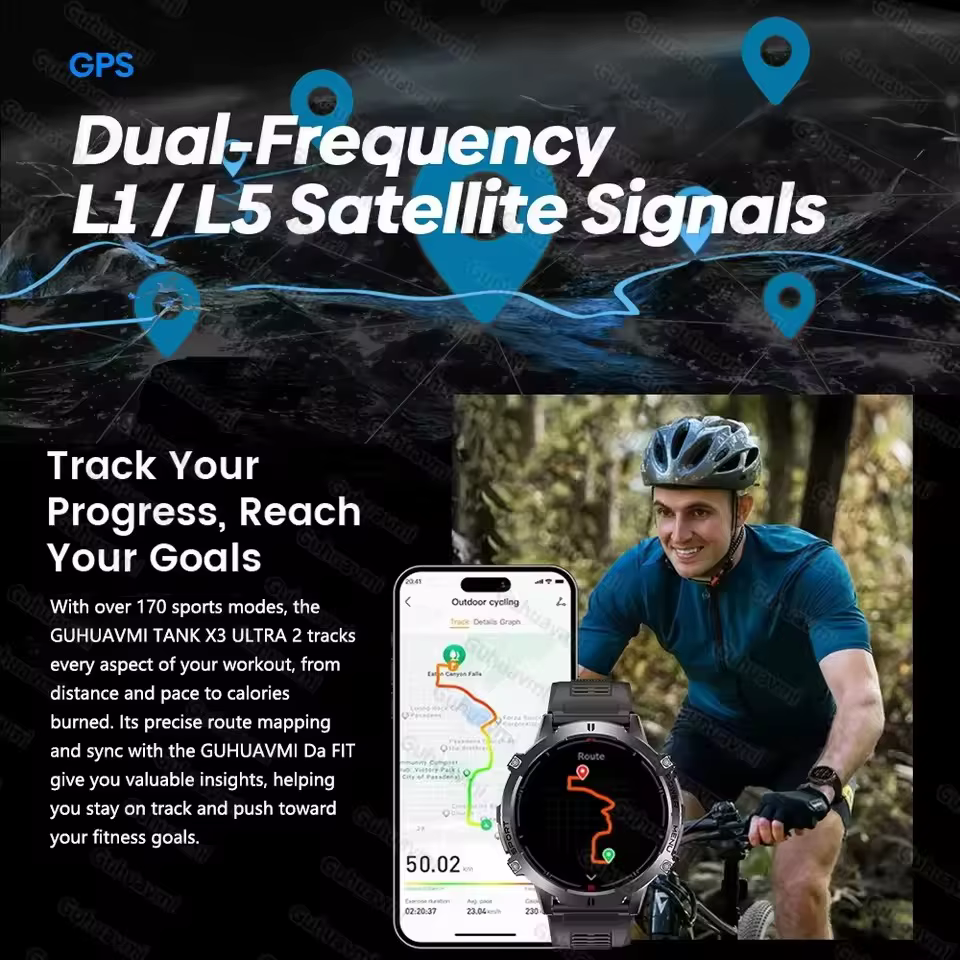 Nowy męski smartwatch TANK X3 z 2025 roku, duża bateria 1000mAh, śledzenie GPS, wodoodporność 10ATM, połączenia Bluetooth, ekran AMOLED HD o przekątnej 1,73 cala. image 2