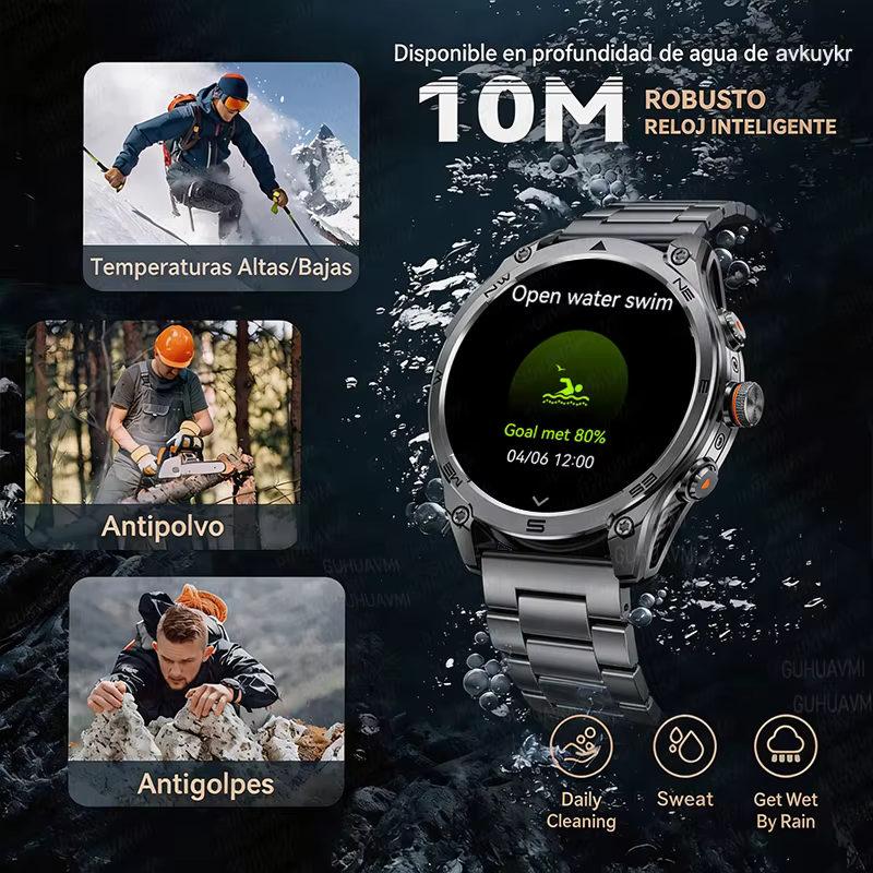 Nowy Smartwatch Męski z Mapą GPS, Baterią 1000mAh, Wyświetlaczem AMOLED HD, Wodoodpornością 10ATM, Funkcją Połączeń Bluetooth, Stylizowany na Militarny, Dla Dorosłych, Do Użytku na Zewnątrz. image 4