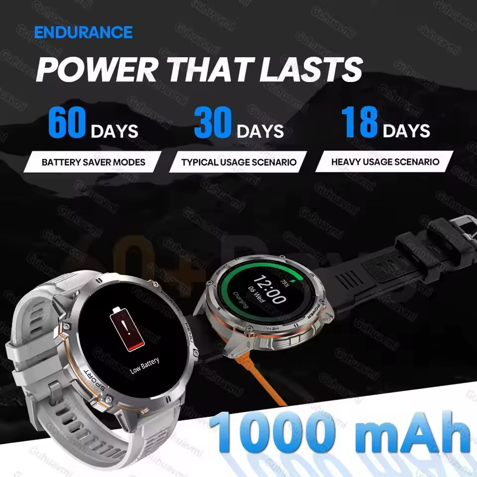 Nowy męski smartwatch TANK X3 z 2025 roku, duża bateria 1000mAh, śledzenie GPS, wodoodporność 10ATM, połączenia Bluetooth, ekran AMOLED HD o przekątnej 1,73 cala. image 5