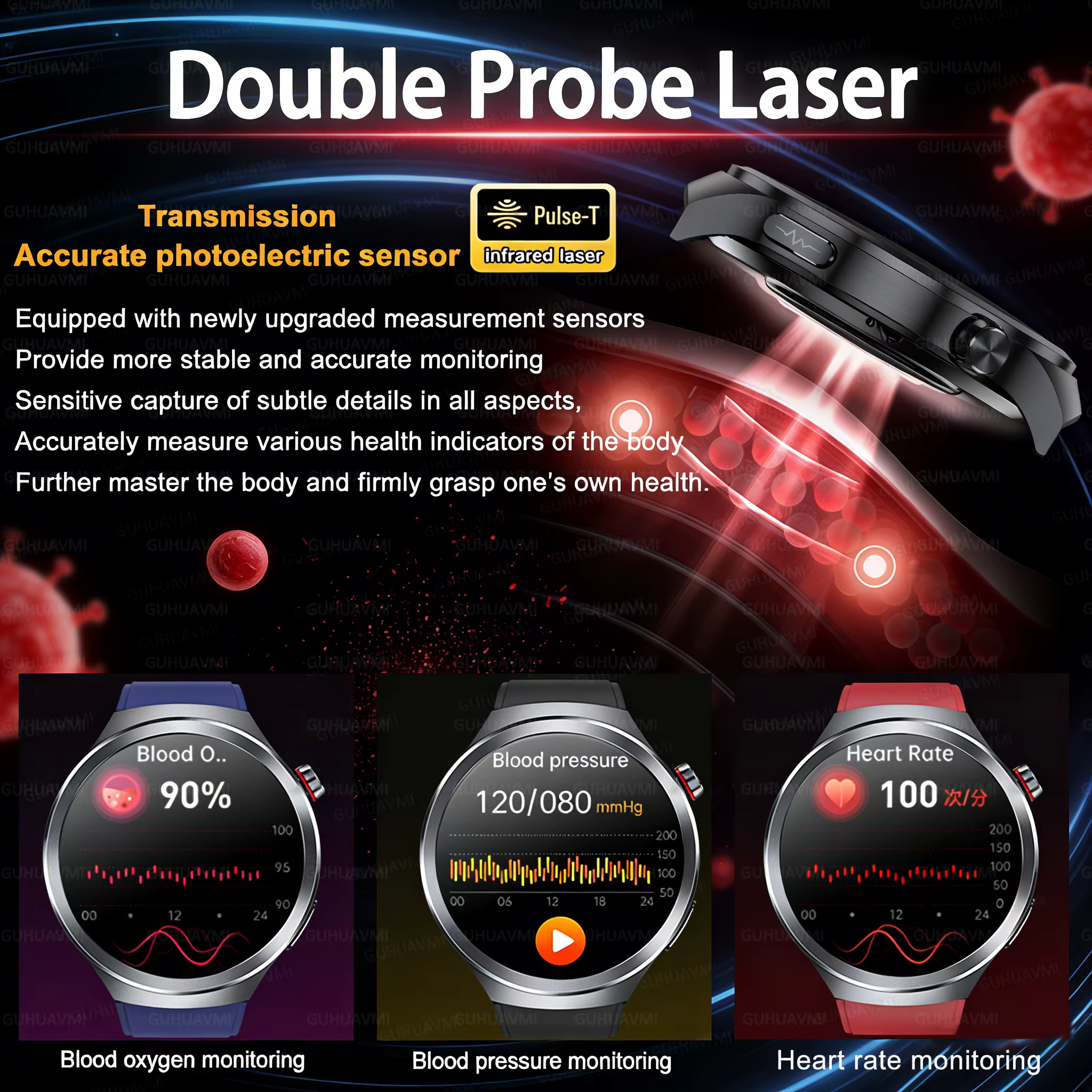 Inteligentny zegarek 2026 z analizą stanu zdrowia ECG+PPG, pomiarem kwasu moczowego i tkanki tłuszczowej, ekranem HD Sapphire, funkcją połączeń BT, NFC, dla kobiet i mężczyzn. image 3