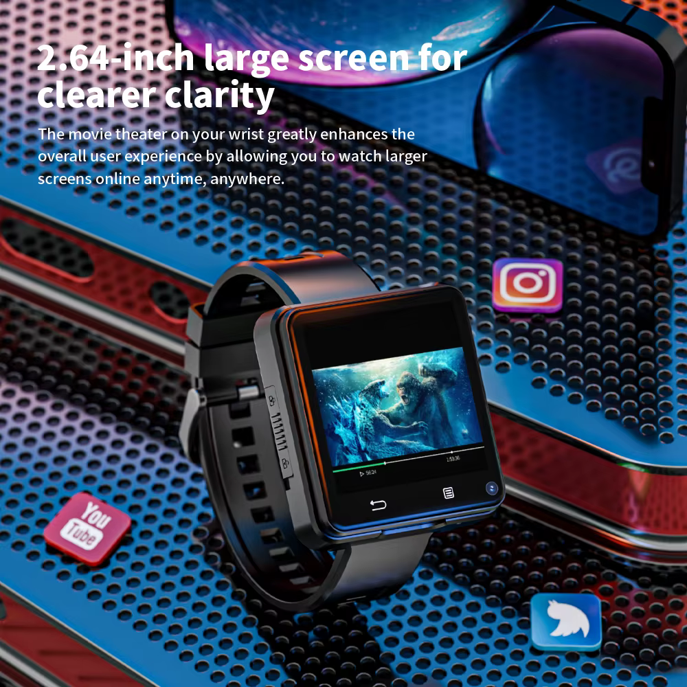 newest 2.64 Inch Large Screen 4G lte Smart Watch Men 3GB 32GB Google Play Games watch movie Waterproof Android 11 Smartwatches image 3