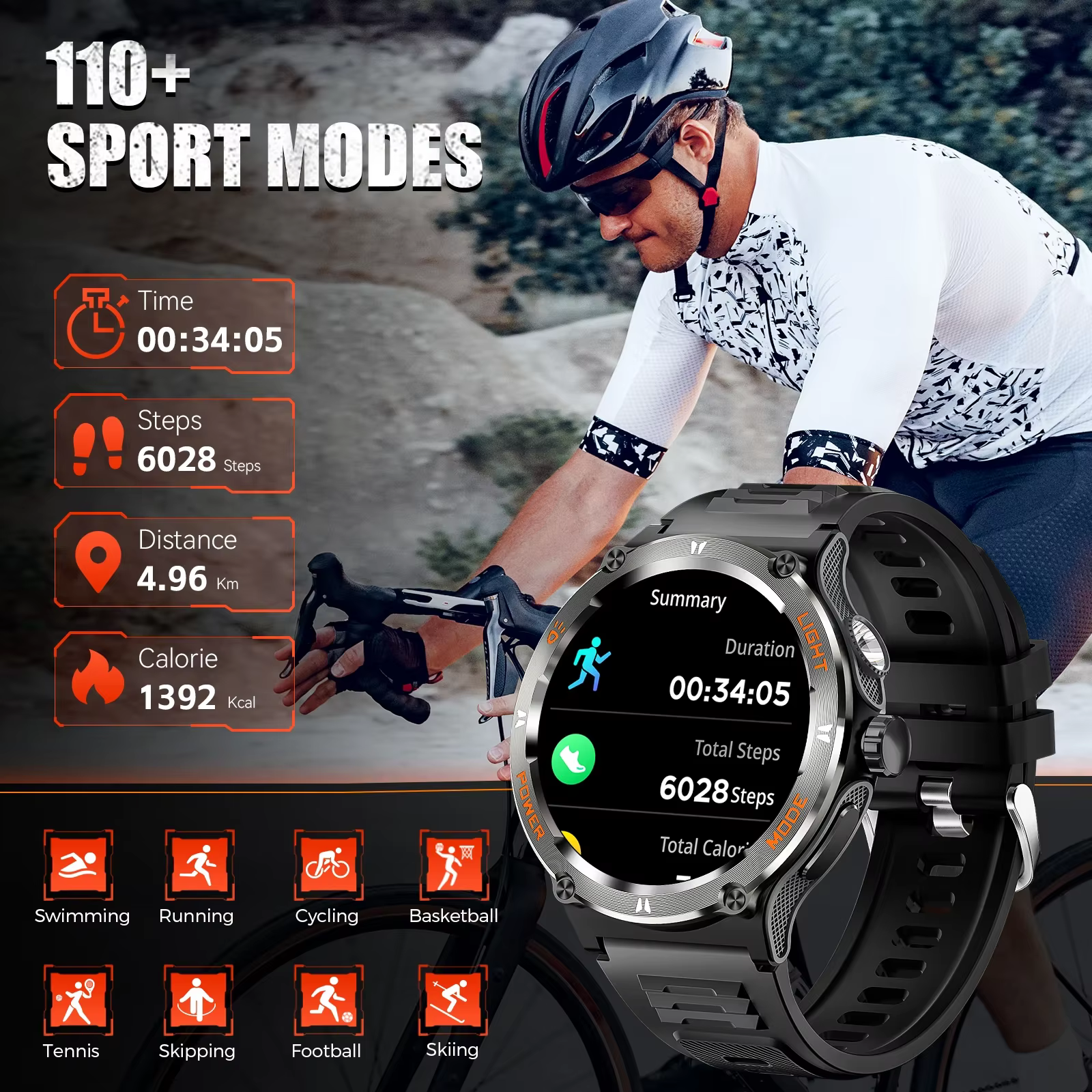 2025 Smart Watch 3ATM Waterproof 1.53" KT76 Men Sport with Compass and LED Flashlight Heart Rate Sleep Analysis Bluetooth Call image 3