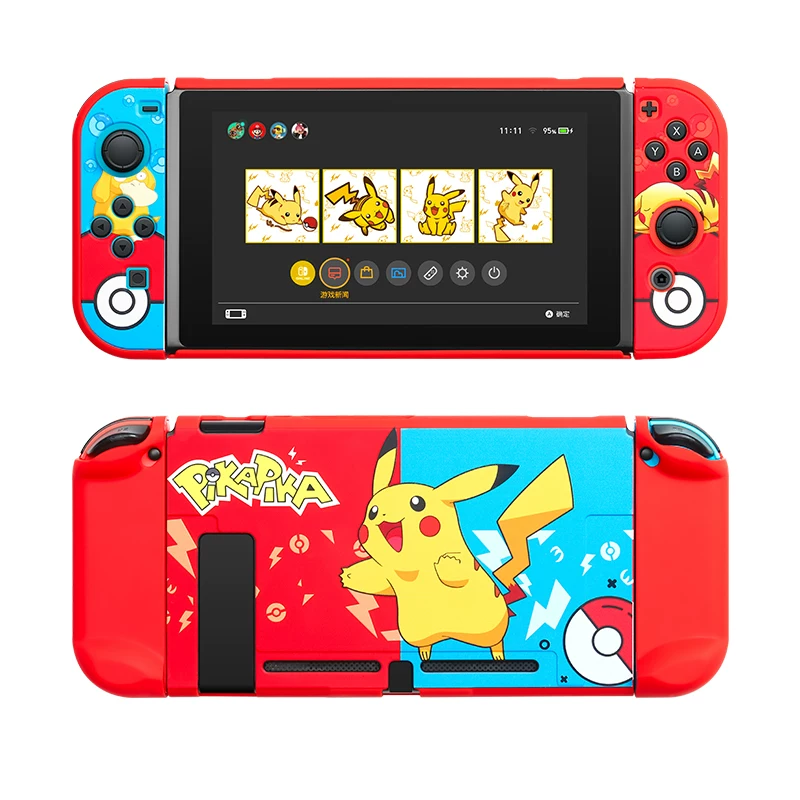 Wallenka genuine Nintendo Switch protection shell Pikachu NS handle sleeve split Mario color shell shell matte accessories sticker storage pack transparent rear shell can insert the base hard shell image 5