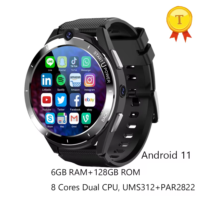 New 4G Full Netcom 6GB RAM 128GB Smart Watch Men women 8 cores Android 11 Dual Chip GPS WiFi 8MP Cameras Smartwatch sports image 1