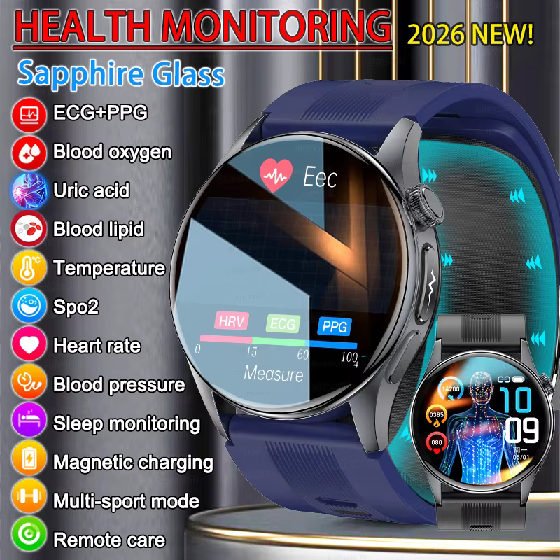 Smartwatch Męski EKG+PPG 1.56 cala AMOLED Pełny Ekran Dotykowy Mikro-ekspertyzacja Fizyczna Pomiar Zdrowia NFC Airbag Smartwatche image 1