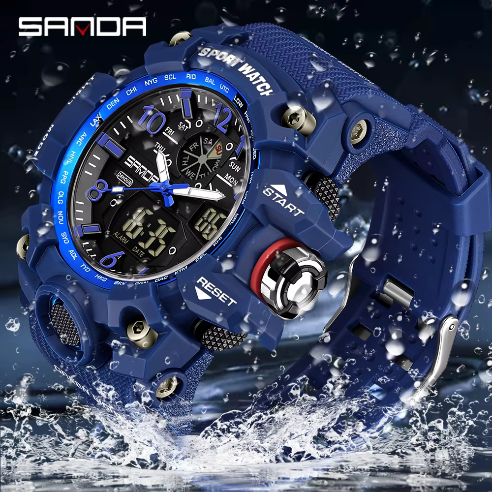SANDA Brand G- Style Military Watch Men Digital Shock Sports Watches For Man Waterproof Electronic Wristwatch Mens Relogios 3169 image 1