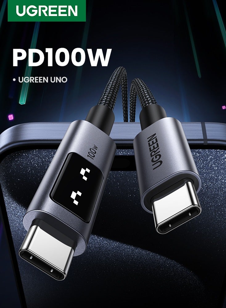 UGREEN UNO Type C Cable 100W 2M Braided USB C Cable Fast Charing Durable and Unique with LED indicator Compatible With iPhone 16 15 Series Samsung Gal