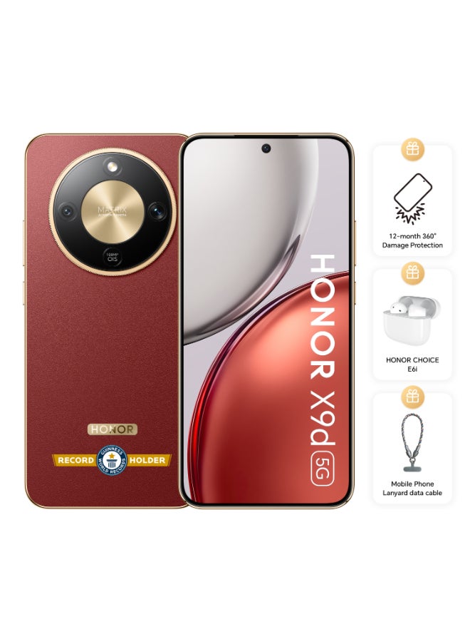 X9d Dual SIM 5G 12GB RAM 256GB Reddish Brown With Free Choice E6i Earbuds, Lanyard Data Cable and 12 Month Damage Insurance - Middle East Version image 1
