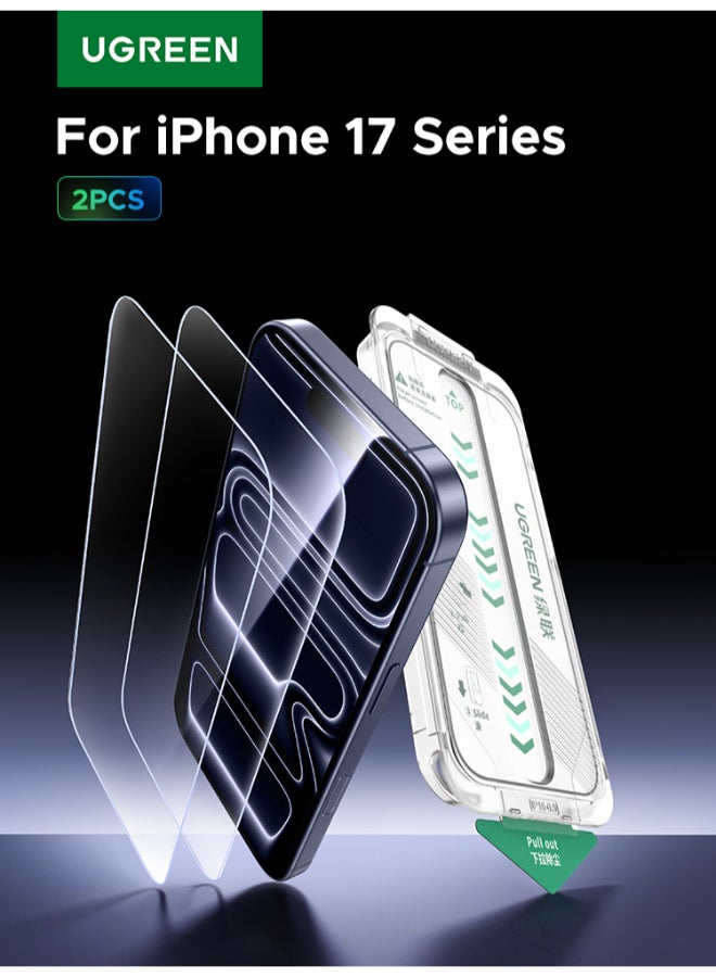 2-Pack iPhone 17 Screen Protector With Auto Alignment Kit Ultra HD Clear， Scratch Resistant, Military-Grade Protection, Easy Installation, Anti-Finger