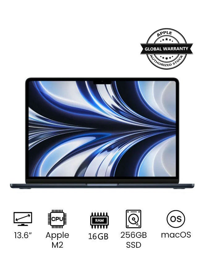 MacBook Air MC7X4 | 13.6 Inch Display | Apple M2 Chip | 8-Core CPU 8-Core GPU | 16GB RAM | 256GB SSD | macOS | English Keyboard | International Version | English Midnight image 1
