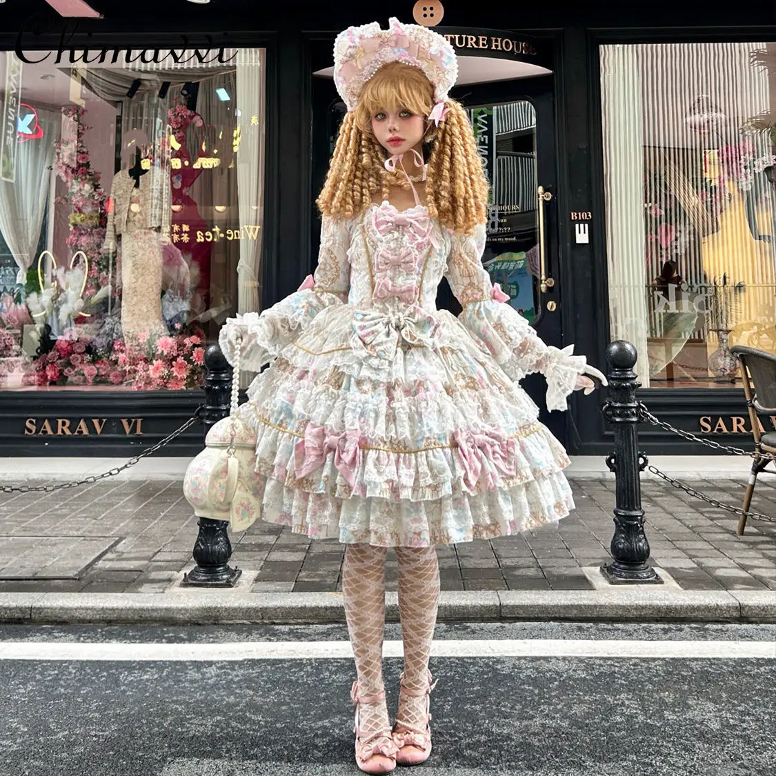 Original Design Lolita Sweet Long Sleeve OP Dress Women Autumn Super Fairy Cute Bow Birthday Party Girls Princess Dresses