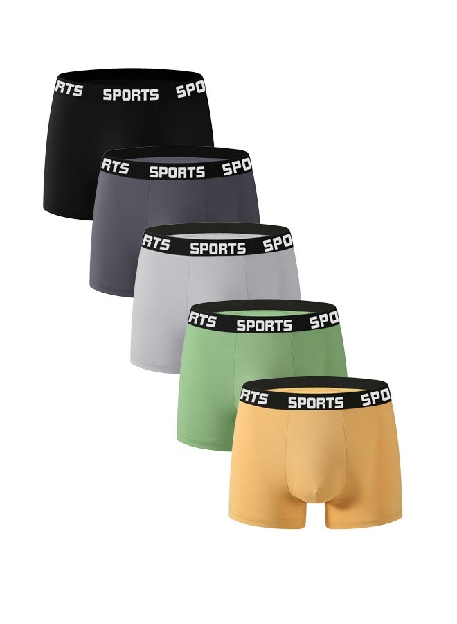 Zeemey 5 Pack Men's Sport Sort Boxer Briefs & Trunks,Breathable Stretch Cotton Moisture-Wicking Underwear,Modern Fit Low Rise image 1