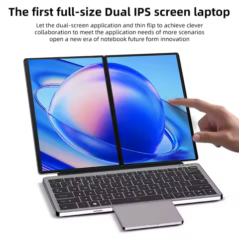 2026 New Dual Screen Laptop 14+14 inch N150 CPU Dual Touch Screen 180 ° Opening DDR5 Office Leisure Entertainment 2-in-1 Mini PC image 1