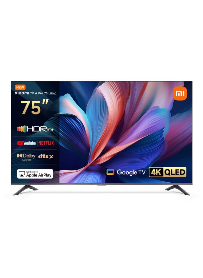 TV A Pro 75" 2026 | Google TV | 4K QLED Display | Dolby Audio, DTS-X, And DTS Virtual:X | Premium Metal Finish| 360° Bluetooth Remote Control L75MB-APME black image 1