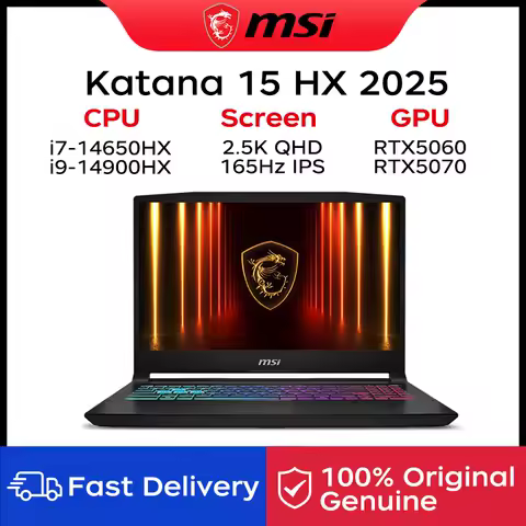 2025 MSI Katana 15 HX Gaming Laptop 15.6 Inch 2.5K QHD 165Hz IPS Screen Notebook i9-14900HX 32GB 2TB RTX5060 Netbook Computer PC image 1