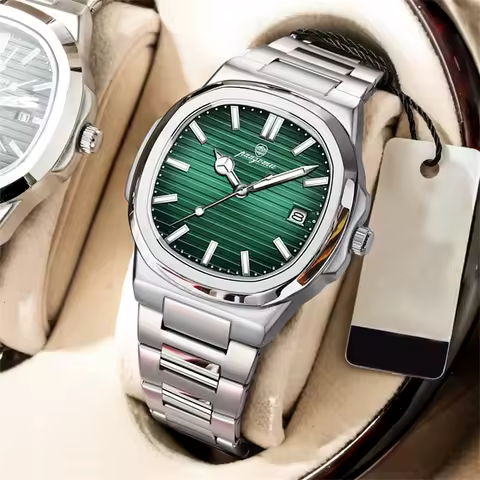 PENGAGAR Trend Men's Watches Classic Fashion Original Quartz Watch for Man Square Dial Waterproof Luminous Date Wristwatch Reloj image 1