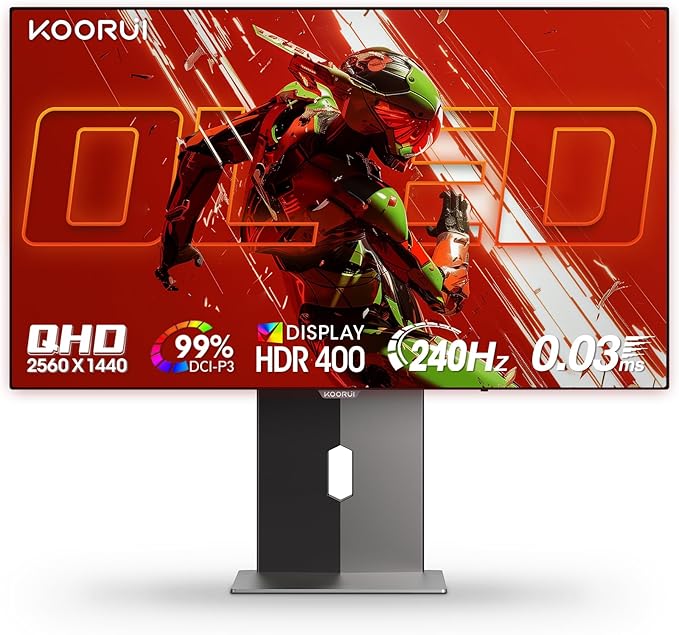 KOORUI 27 Inch QHD QD-OLED Gaming Monitor 240Hz 0.03ms USB-C Hub image 1