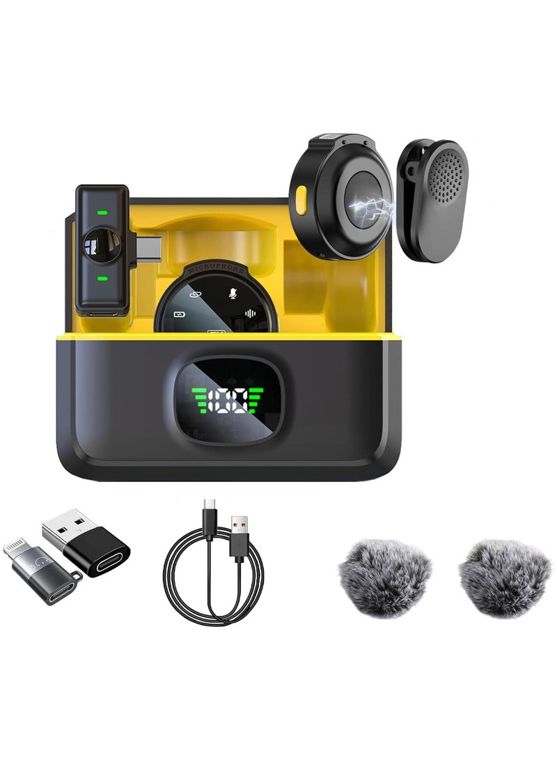 2 Pcs Professional Wireless Lavalier Microphone for iPhone iPad Android PC Camera with Adapter Included Noise Reduction Plug-Play Clip on Lapel Mic for YouTube, Recording, Vlogging, Live Streaming image 1