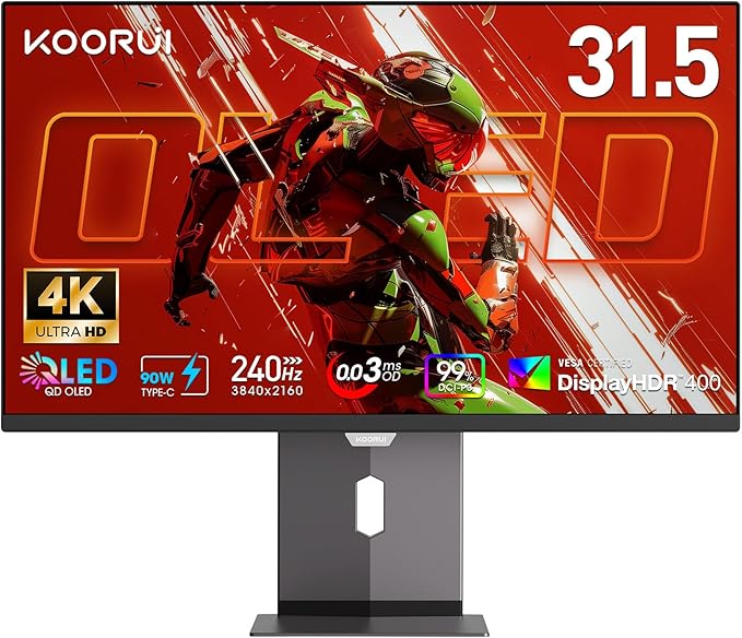 KOORUI 32 Inch 4K UHD QD-OLED Gaming Monitor 240Hz 0.03ms USB-C 90W image 1