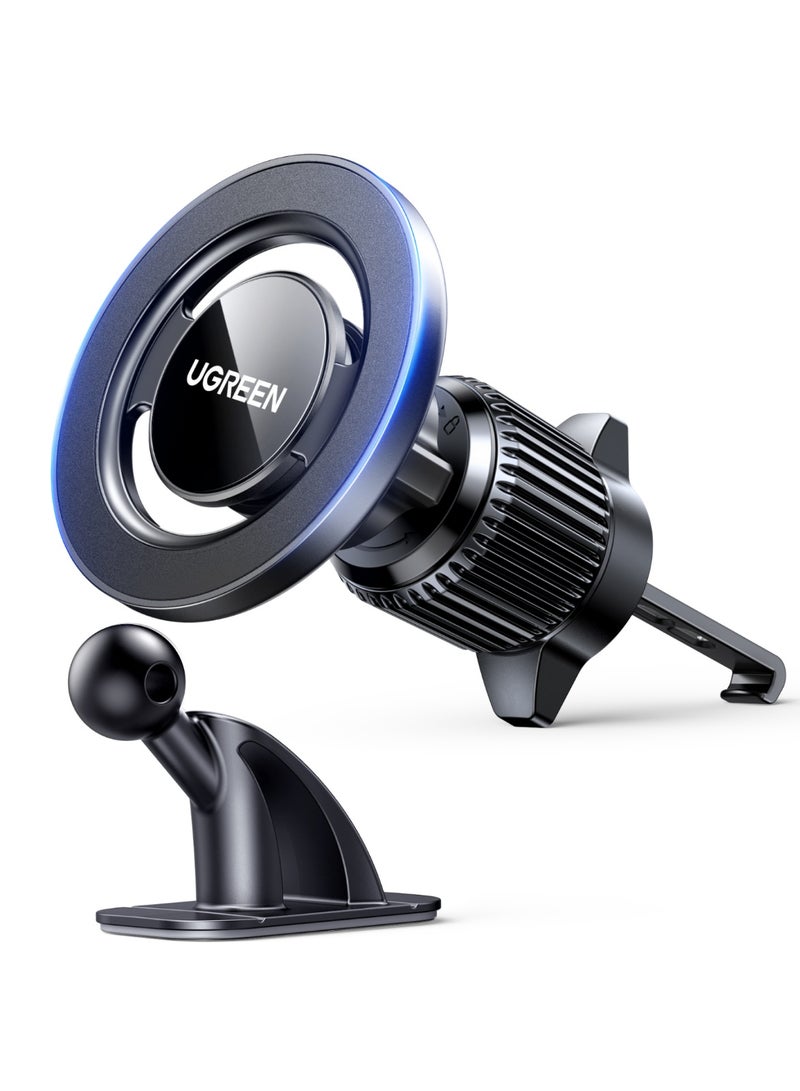 Magsafe Car Phone Holder Strong Magnetic Mount with Hook & Adhesive Base [360° Adjustable], [Removable Base], Compatible with iPhone 17/16/15 and Sams