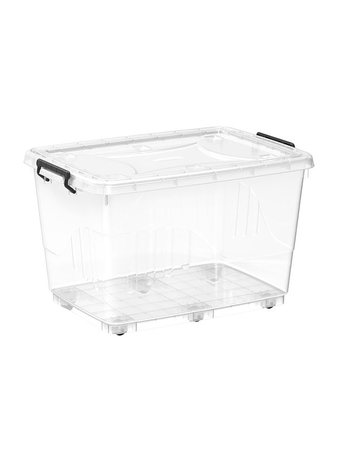 82L Clear Plastic Storage Box With Wheels & Lockable Lid (Transparent) Transparent 82.0Liters