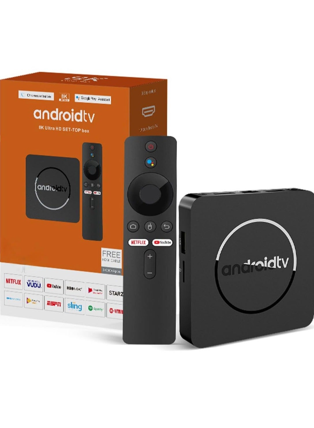 Android 14.0 TV Box, Dual Wi-Fi + Bluetooth, with Voice Bluetooth Remote image 1