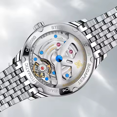 AGELOCER Original Budapest Watch Steel Strap Men's Business Dress Big Calendar Automatic Mechanical Watch Birthday Gift for Men image 1