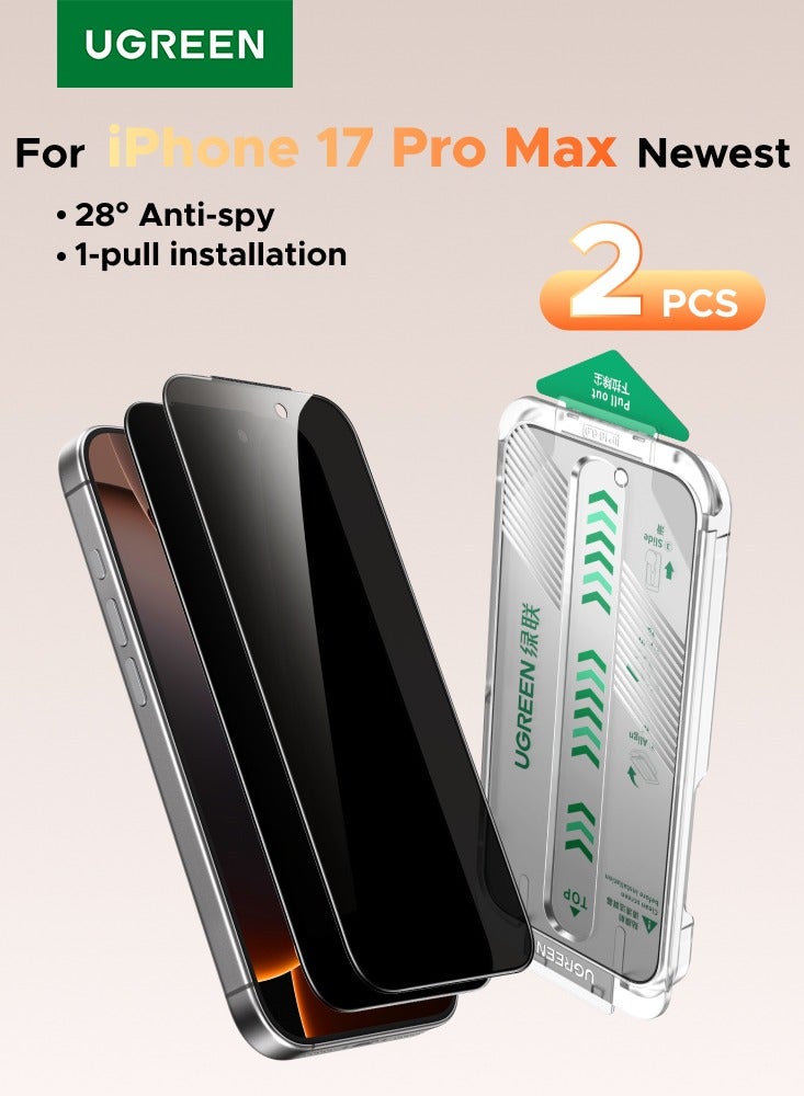 2-Pack iPhone 17 Pro Max Privacy Screen Protector With Auto Alignment Kit Anti-Spy, Privacy Protection, Anti-Fingerprint, Easy Installation, Shockproo